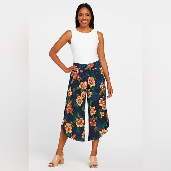 NWOT Du Jour Floral Boho Pull-On Plus Size Wide Leg Knit Pants never worn - Picture 1 of 7